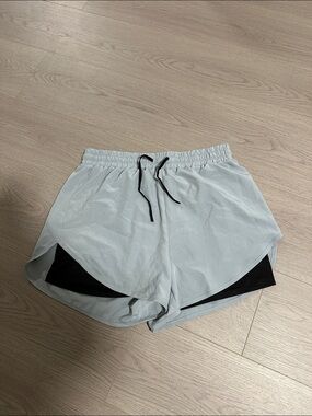 Polly Park Women’s Light Gray Athletic Shorts with Black Inner Liner